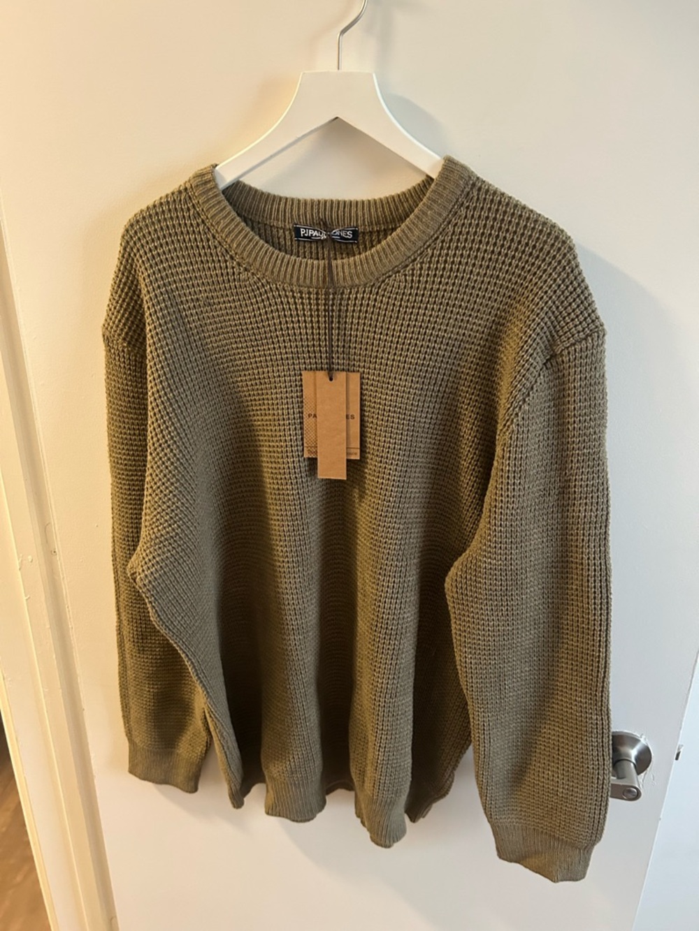 Olive Green Waffle Knit Sweater - Men’s 2XL